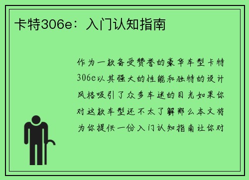 卡特306e：入门认知指南